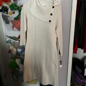 Women's Cream Sweater with Button Detail